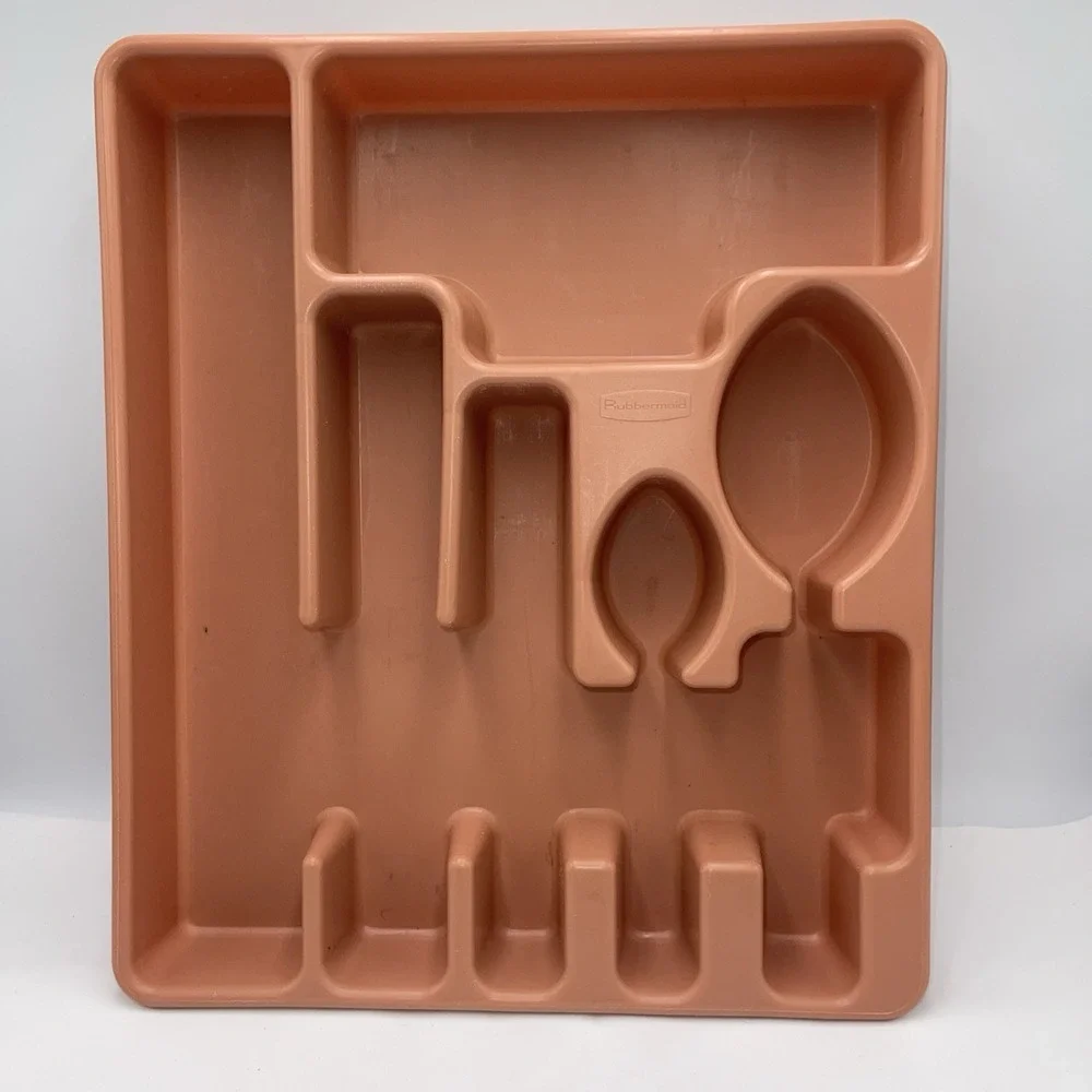 Vintage Pink Rubbermaid Plastic Silverware Flatware Utensil Holder Tray